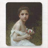 花束を持つ小さな女の子 マウスパッド (正面)