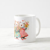 花束を持つ歌う猫たち コーヒーマグカップ (正面右)