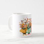 花束を持つ歌う猫たち コーヒーマグカップ (正面左)
