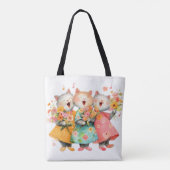 花束を持つ歌う猫たち トートバッグ (裏面)