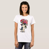 花束を持つ猫 Tシャツ (正面フル)