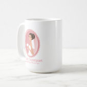 花束を持つ結婚白のドレスを着た花嫁 コーヒーマグカップ (正面左)