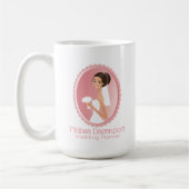 花束を持つ結婚白のドレスを着た花嫁 コーヒーマグカップ (左)