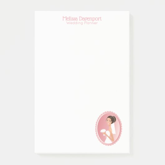 花束を持つ結婚白のドレスを着た花嫁 ポストイット (正面)