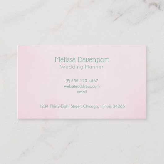 花束を持つ結婚白のドレスを着た花嫁 名刺 (裏面)