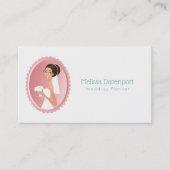 花束を持つ結婚白のドレスを着た花嫁 名刺 (正面)