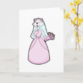 花束を持つ花嫁としての猫 カード (黄色い花)