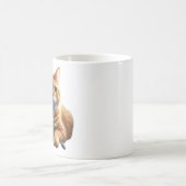 花束を添えたかわいいタビー猫 コーヒーマグカップ (中央)