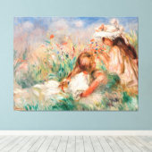花束を飾る草の中の女の子 キャンバスプリント (インサイチュ (ウッドフロア))