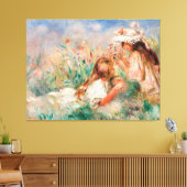 花束を飾る草の中の女の子 キャンバスプリント (インサイチュ (リビング))