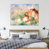 花束を飾る草の中の女の子 キャンバスプリント (インサイチュ (寝室))