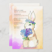花束ベビーシャワー付バニー招待状 招待状 (正面/裏面)