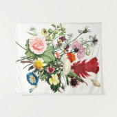 花束ヴィンテージイラストレーション タペストリー (正面(横))