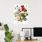 花束ヴィンテージイラストレーション ポスター (ホームオフィス)