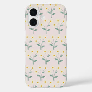 花束付きピンクの背景フォンケース iPhone 16ケース