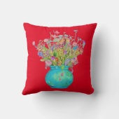 花束伝統的ターコイズの花瓶が赤 クッション (裏面)