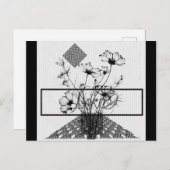 花束抽象芸術ブラック ポストカード (正面/裏面)