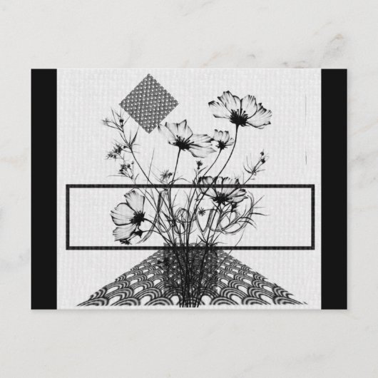 花束抽象芸術ブラック ポストカード (正面)