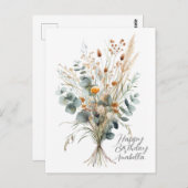 花束書道ハッピーバースデー ポストカード (正面/裏面)