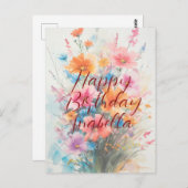 花束書道誕生日 ポストカード (正面/裏面)