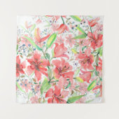 花束植物花と鳥。ワイルド春l タペストリー (正面(横))