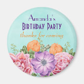 花束水彩フラワーズ誕生日ありがとう マグネット (正面)