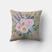 花束牡丹ラベンダーの素朴花 クッション (裏面)