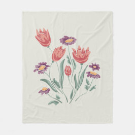 花束繊細なフローラ配置 フリースブランケット