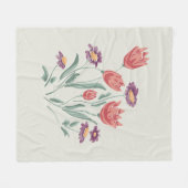 花束繊細なフローラ配置 フリースブランケット (正面(横))