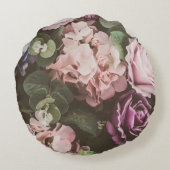 花束花、ヴィンテージフィルター、美しい背景 ラウンドクッション (裏面)