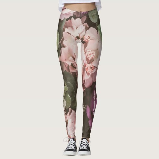 花束花、ヴィンテージフィルター、美しい背景 レギンス (正面)