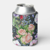 花束花：水色のシームレスなパターン。 缶クーラー (缶正面)