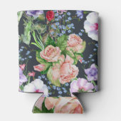 花束花：水色のシームレスなパターン。 缶クーラー (裏面)