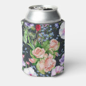 花束花：水色のシームレスなパターン。 缶クーラー (缶裏面)