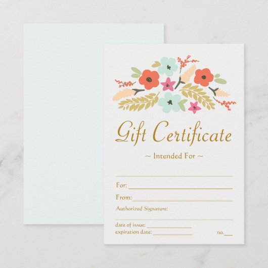 花束贈答証 (正面/裏面)