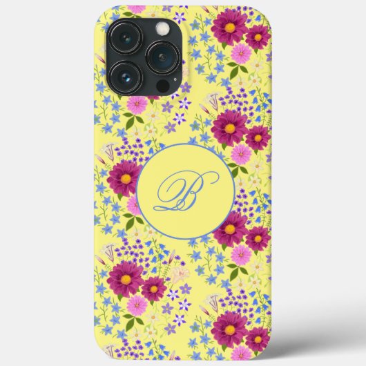 花束 イエロー モノグラム iPhone ケース Case-Mate iPhoneケース (裏面)