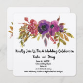 花束 ウェディング 水彩 招待状 (正面/裏面)