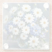 花束 エレガントなデイジー 水彩画 ガラスコースター (裏面)