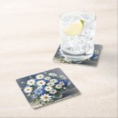 花束 エレガントなデイジー 水彩画 スクエアペーパーコースター (インサイチュ)