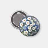 花束 エレガントなデイジー 水彩画 マグネット (正面/裏面)