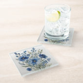 花束 エレガントな水彩画 ガラスコースター (アングル)