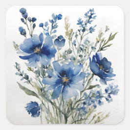 花束 エレガント 水彩 スクエアシール