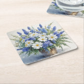 花束 エレガント 水彩 スクエアペーパーコースター (アングル)
