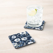 花束 エレガント 水彩 ブルー コースター (右側)