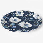 花束 エレガント 水彩 ブルー ペーパープレート (アングル)