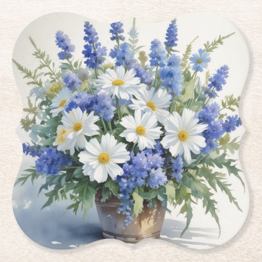 花束 エレガント 水彩 ペーパーコースター (正面)