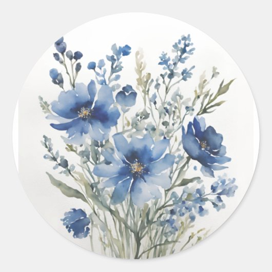 花束 エレガント 水彩 ラウンドシール (正面)