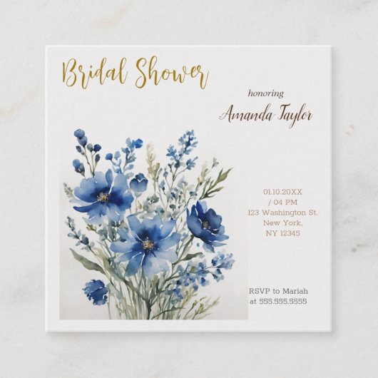 花束 エレガント 水彩 結婚前お披露目パーティー エンクロージャーカード (正面)