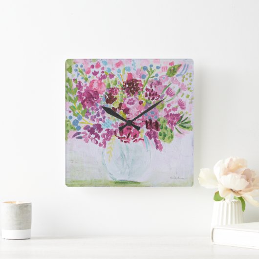 花束 スクエア壁時計 (ホーム)