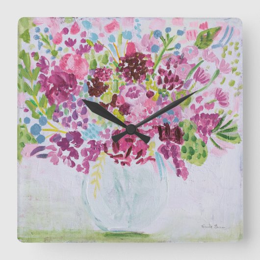 花束 スクエア壁時計 (正面)
